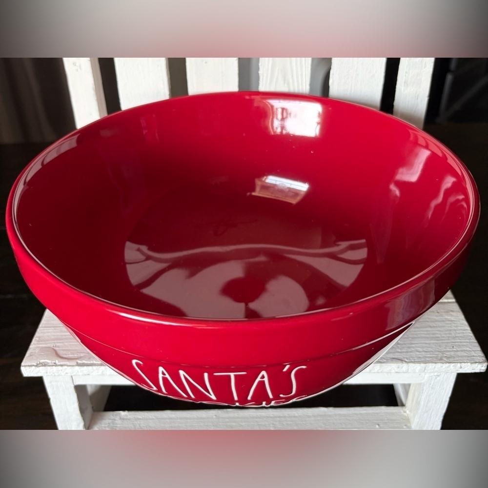 Red Rae Dunn Santa's Cookies Bowl - Picture 3 of 4